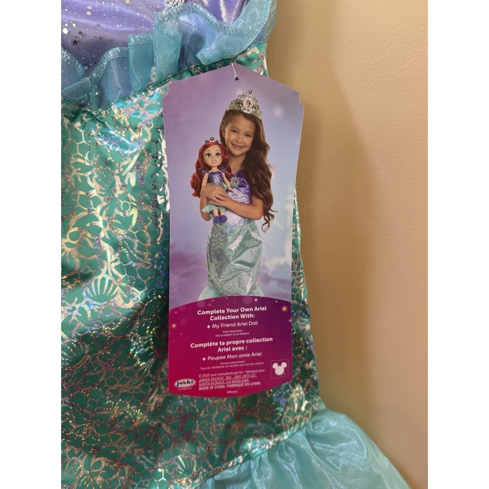 NEW Disney Princess Ariel Core Dress Costume Fits Sizes 4-6X NWT - Picture 10 of 12